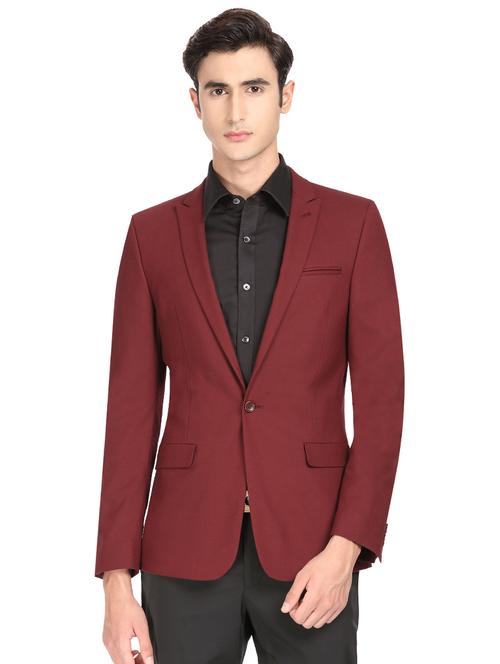 red solid single breasted casual blazer - 17234621 - Very Small Image - 1