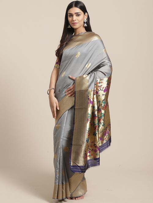 self design banarasi saree - 17234952 - Very Small Image - 1