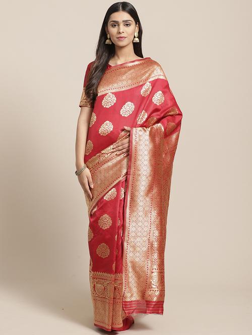 self design banarasi saree with blouse - 17234971 - Very Small Image - 1
