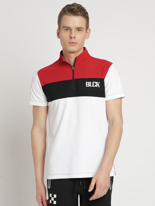 red color block cut & sew t-shirt - 17235219 - Very Small Image - 1