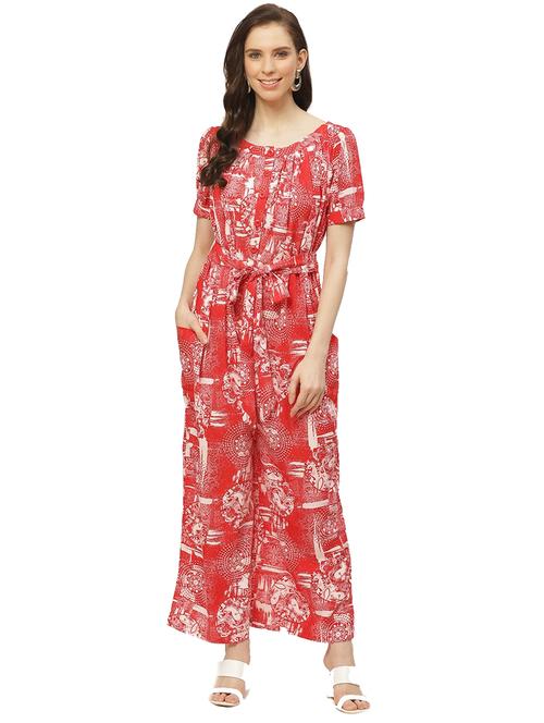 tie front full leg jumpsuit - 17235559 - Very Small Image - 1
