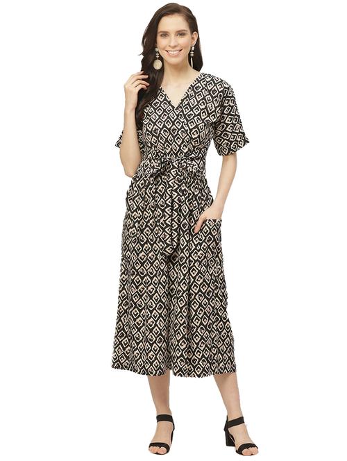 tie front printed jumpsuit - 17235560 - Very Small Image - 1