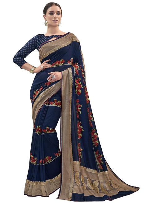 floral printed saree - 17235966 - Very Small Image - 1