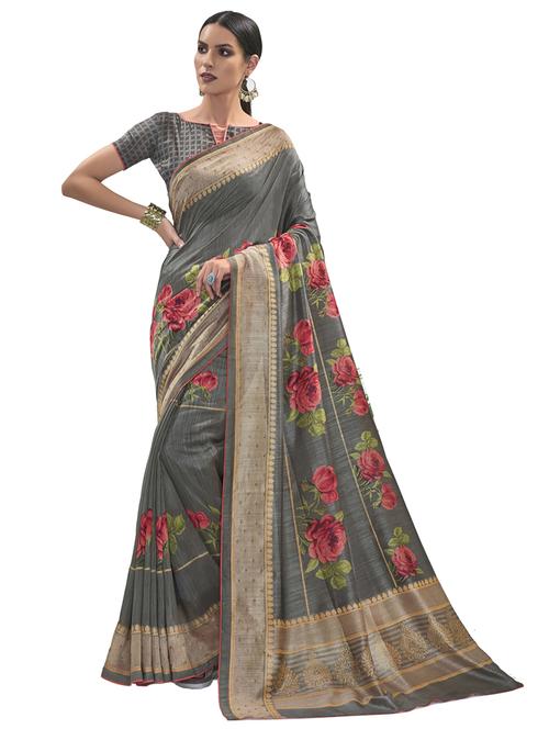 floral printed saree - 17235970 - Very Small Image - 1
