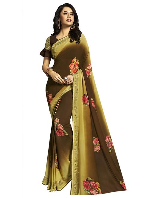 floral printed saree with blouse - 17235974 - Very Small Image - 1