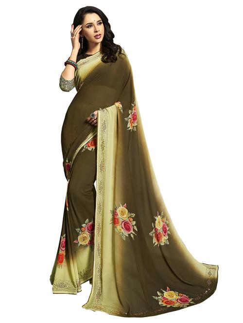 floral printed saree with blouse - 17235978 - Very Small Image - 1