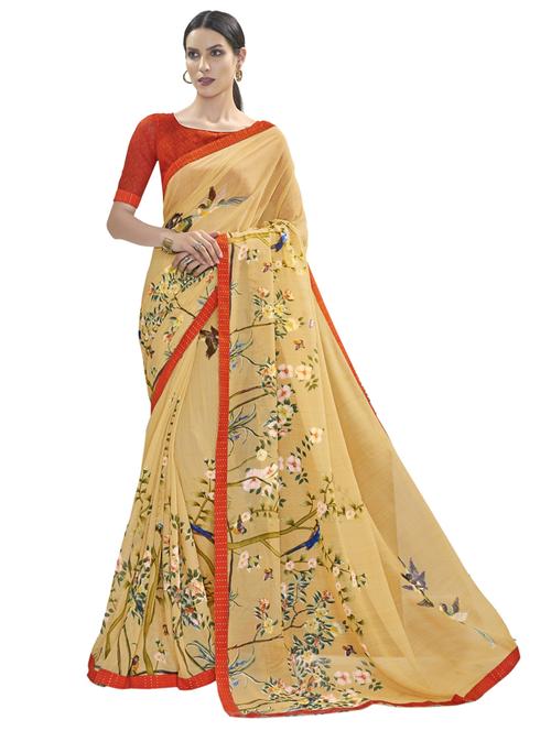 floral printed saree with blouse - 17235998 - Very Small Image - 1