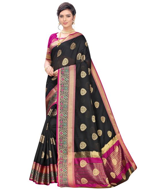 self design banarasi saree with blouse - 17236062 - Very Small Image - 1