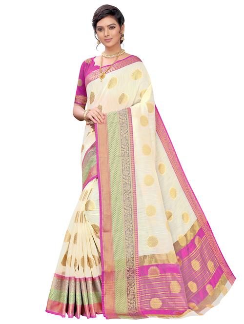 self design banarasi saree with blouse - 17236066 - Very Small Image - 1