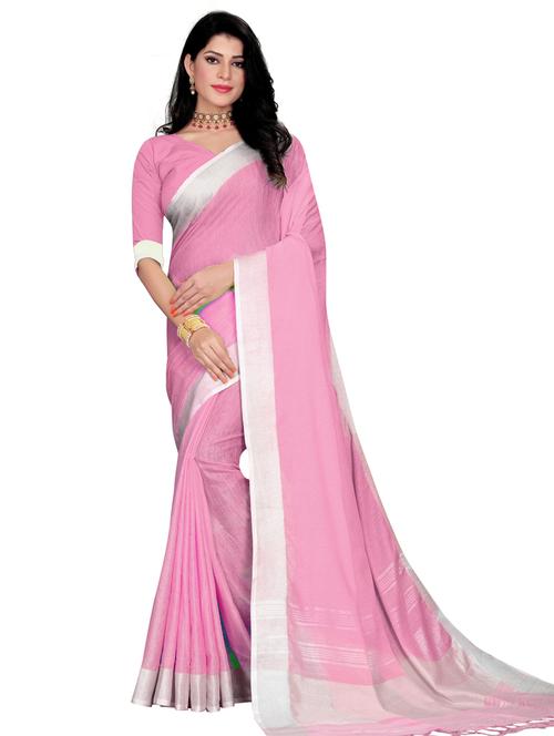 solid plain saree with blouse - 17236643 - Very Small Image - 1
