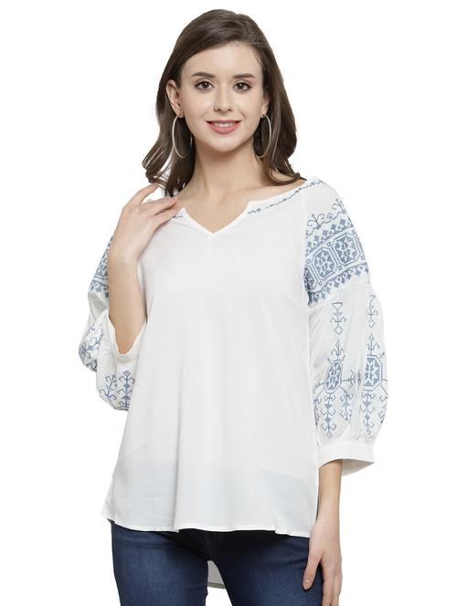 embroidered notch neck top - 17236887 - Very Small Image - 1