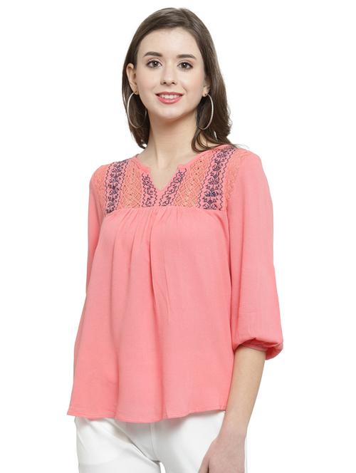 embroidered panel peasant top - 17236906 - Very Small Image - 1