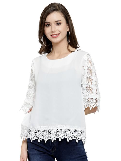 lace detail solid top - 17236908 - Very Small Image - 1