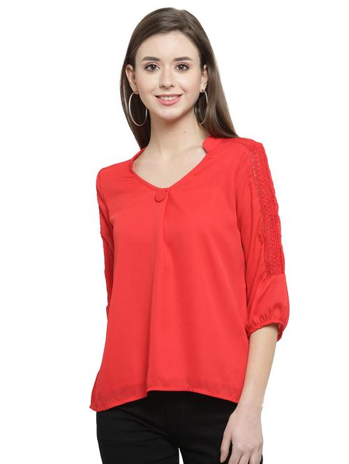 mandarin neck lace panel top - 17236912 - Very Small Image - 1