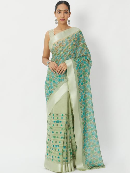 floral. printed saree with blouse - 17238756 - Very Small Image - 1