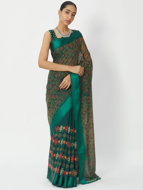 floral printed saree - 17238759 - Very Small Image - 1