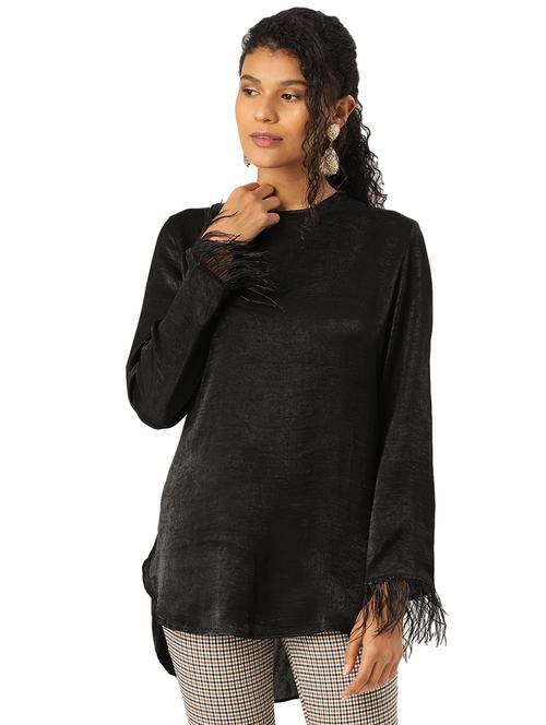 fringed cuff detail high-low top - 17238772 - Very Small Image - 1