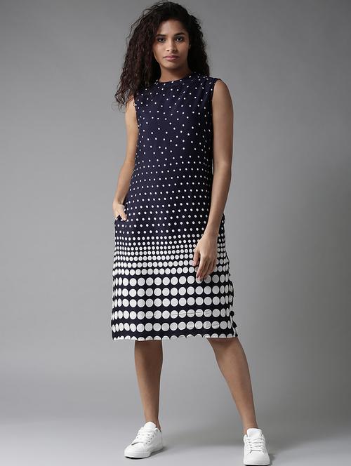 round neck polka dot a-line dress - 17239384 - Very Small Image - 1