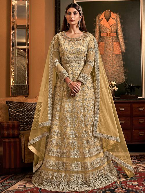 embroidered anarkali semi-stitched suit - 17239521 - Very Small Image - 1