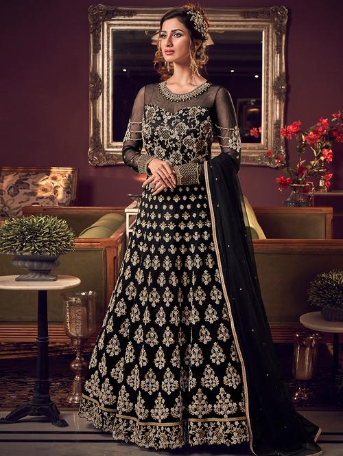 embroidered anarkali suits semi-stitched suit - 17239530 - Very Small Image - 1