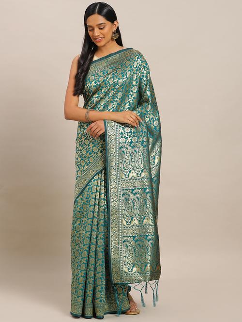 self design banarasi saree - 17239931 - Very Small Image - 1