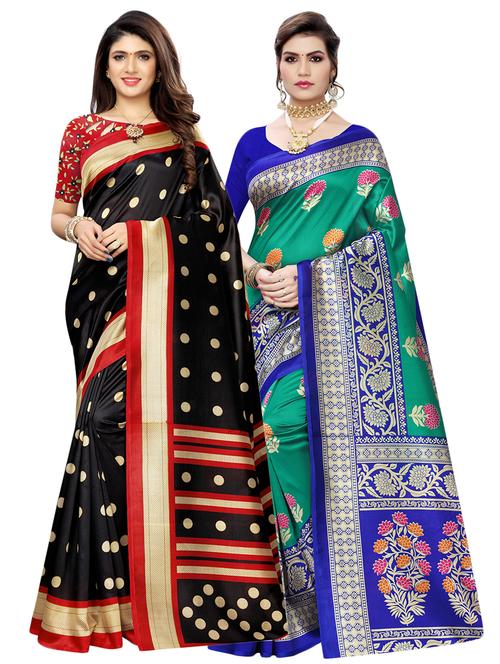 set of 2 combos sarees with blouse - 17240503 - Very Small Image - 1
