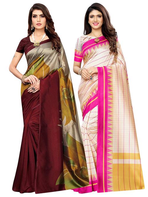 set of 2 combos sarees with blouse - 17240507 - Very Small Image - 1