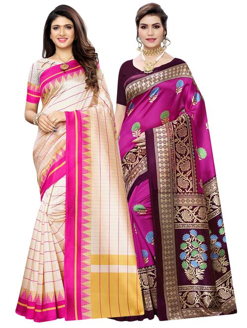 set of 2 pcs saree with blouse - 17240518 - Very Small Image - 1
