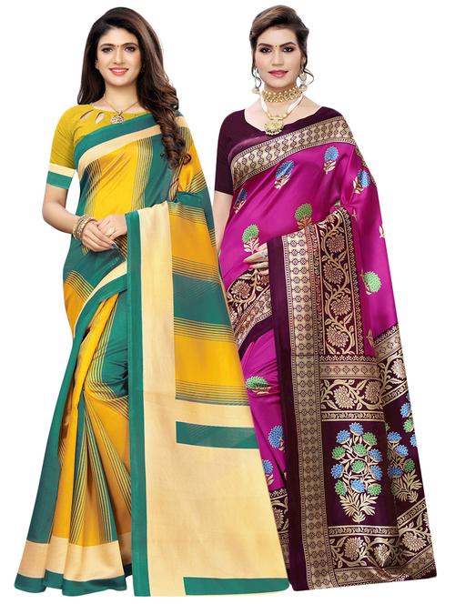 set of 2 pcs saree with blouse - 17240519 - Very Small Image - 1