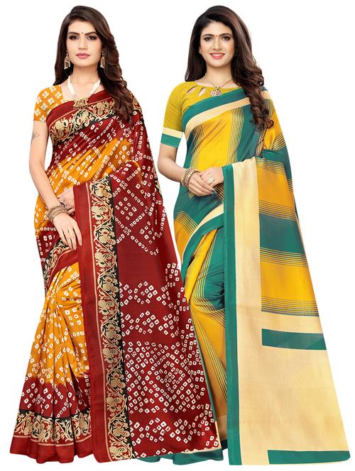 set of 2 pcs saree with blouse - 17240528 - Very Small Image - 1