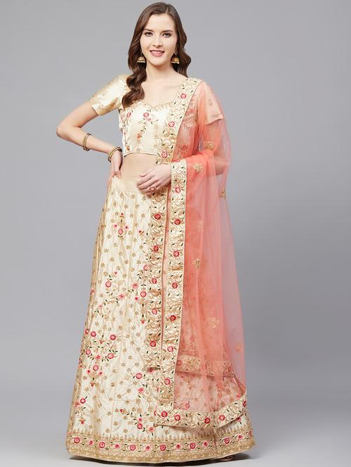 embroidered flared unstitched lehenga - 17240592 - Very Small Image - 1