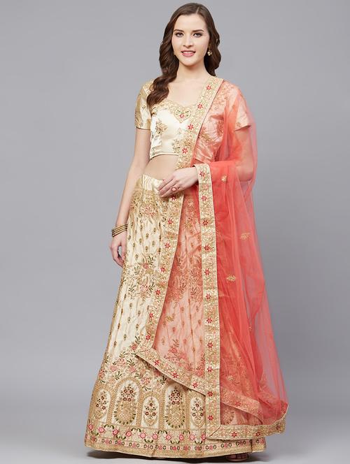 embroidered flared unstitched lehenga - 17240594 - Very Small Image - 1