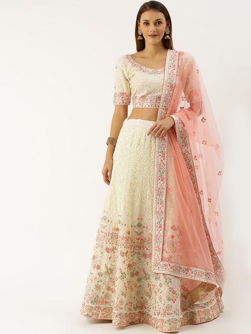 embroidered flared unstitched lehenga - 17240607 - Very Small Image - 1