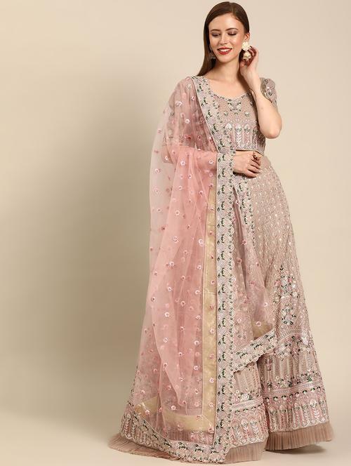 embroidered flared unstitched lehenga - 17240614 - Very Small Image - 1