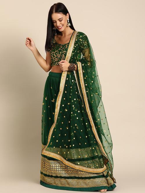 embroidered flared unstitched lehenga - 17240616 - Very Small Image - 1