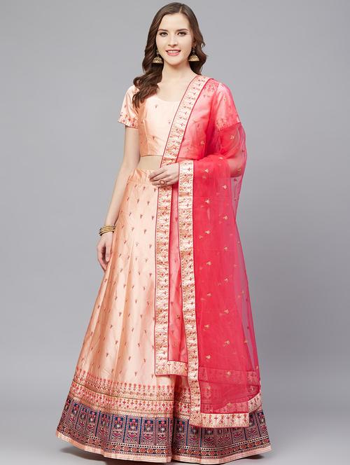 embroidered flared unstitched lehenga - 17240626 - Very Small Image - 1