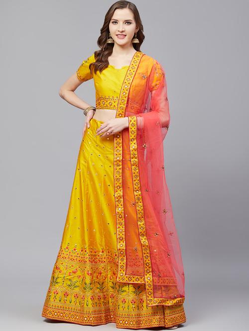 embroidered flared unstitched lehenga - 17240647 - Very Small Image - 1