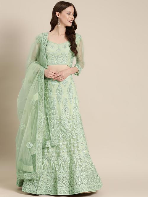 embroidered flared unstitched lehenga - 17240660 - Very Small Image - 1