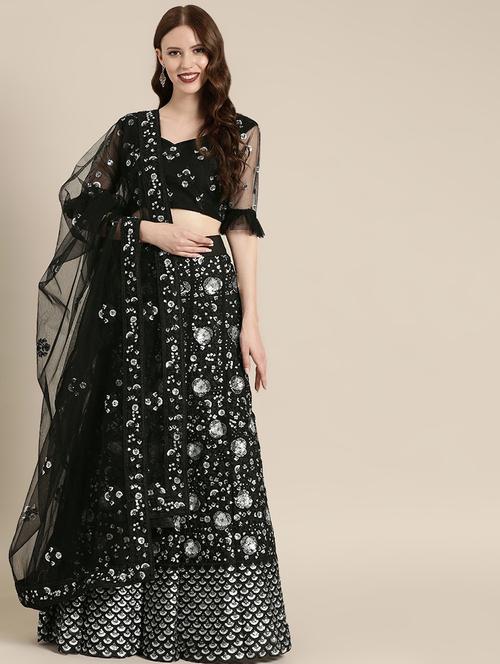 embroidered flared unstitched lehenga - 17240662 - Very Small Image - 1
