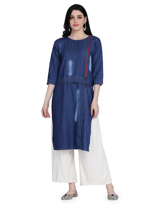 women's straight kurta - 17240836 - Very Small Image - 1