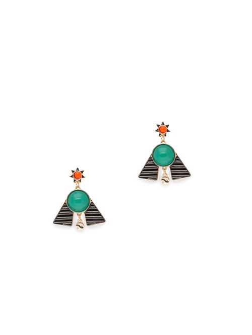 green metal drop earring - 17241310 - Very Small Image - 1