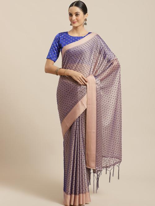 solid bordered saree with blouse - 17241579 - Very Small Image - 1