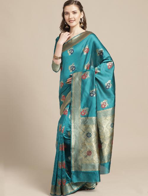 floral printed saree with blouse - 17241588 - Very Small Image - 1