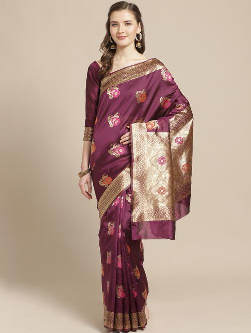 floral printed saree with blouse - 17241590 - Very Small Image - 1