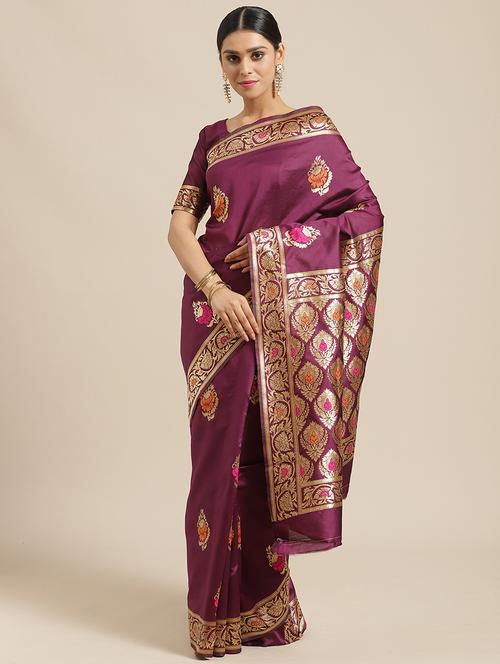 floral printed saree with blouse - 17241595 - Very Small Image - 1