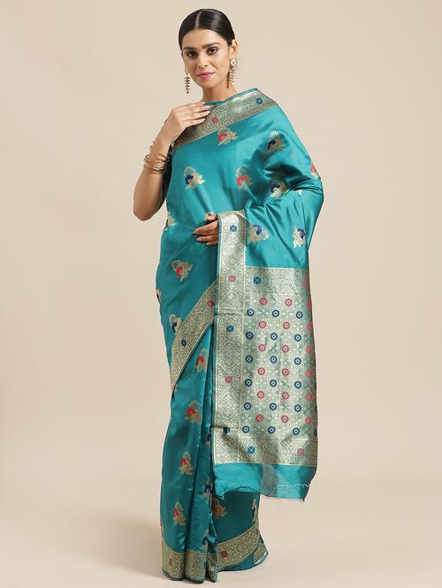 floral printed saree with blouse - 17241598 - Very Small Image - 1