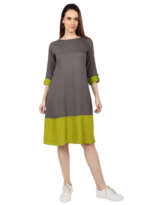 color block a-line dress - 17241763 - Very Small Image - 1