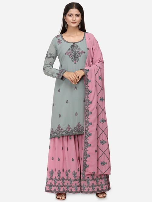 embellished kurta sharara set - 17241787 - Very Small Image - 1