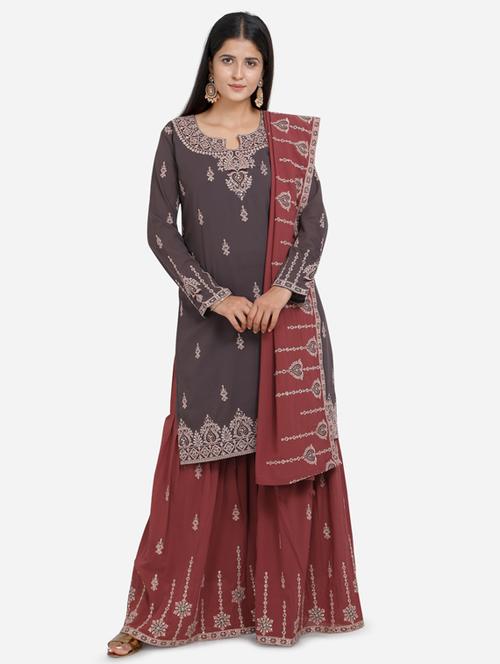 embellished kurta sharara set - 17241809 - Very Small Image - 1