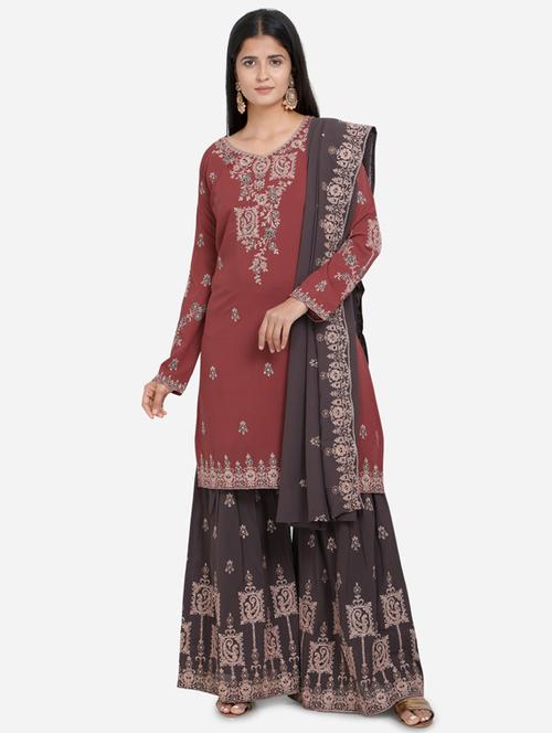 embellished kurta sharara set - 17241813 - Very Small Image - 1